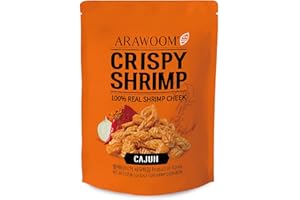 ARAWOOM - Real Crispy Shrimp Cheek Snack - 100% Real Black Tiger Shrimp - 2 ounce (Pack of 1) - Cajun Flavor - Crunchy Treat for Seafood Lovers High-Protein Savory Snack Ready-to-eat On-to-go