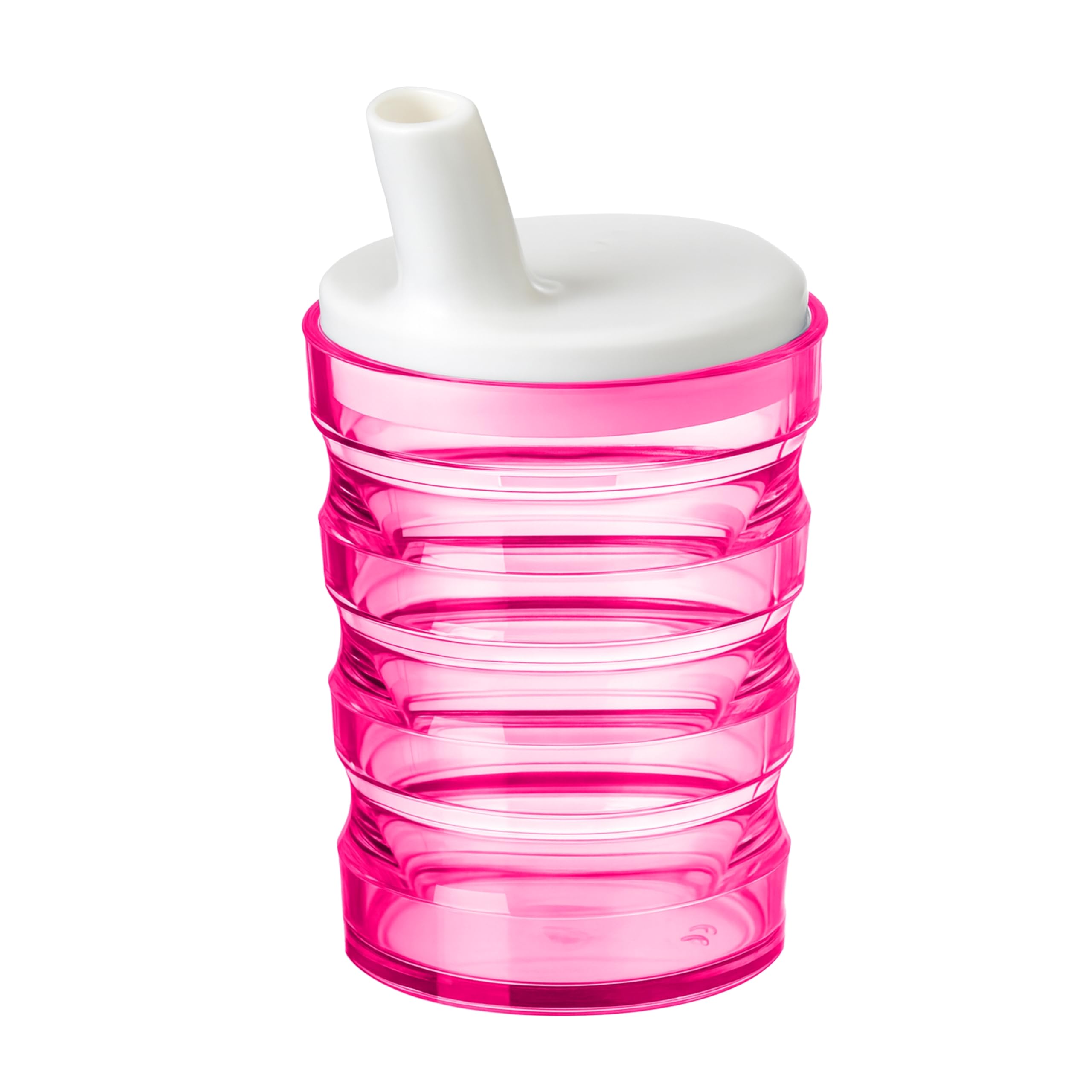 Performance Health Sure Grip 200 ml Non-Spill Pink Cup with Small Lid Aperture, Designed for Easy Use with Grip Enhancing Grooves and Spill-Reducing Flow Control Lid