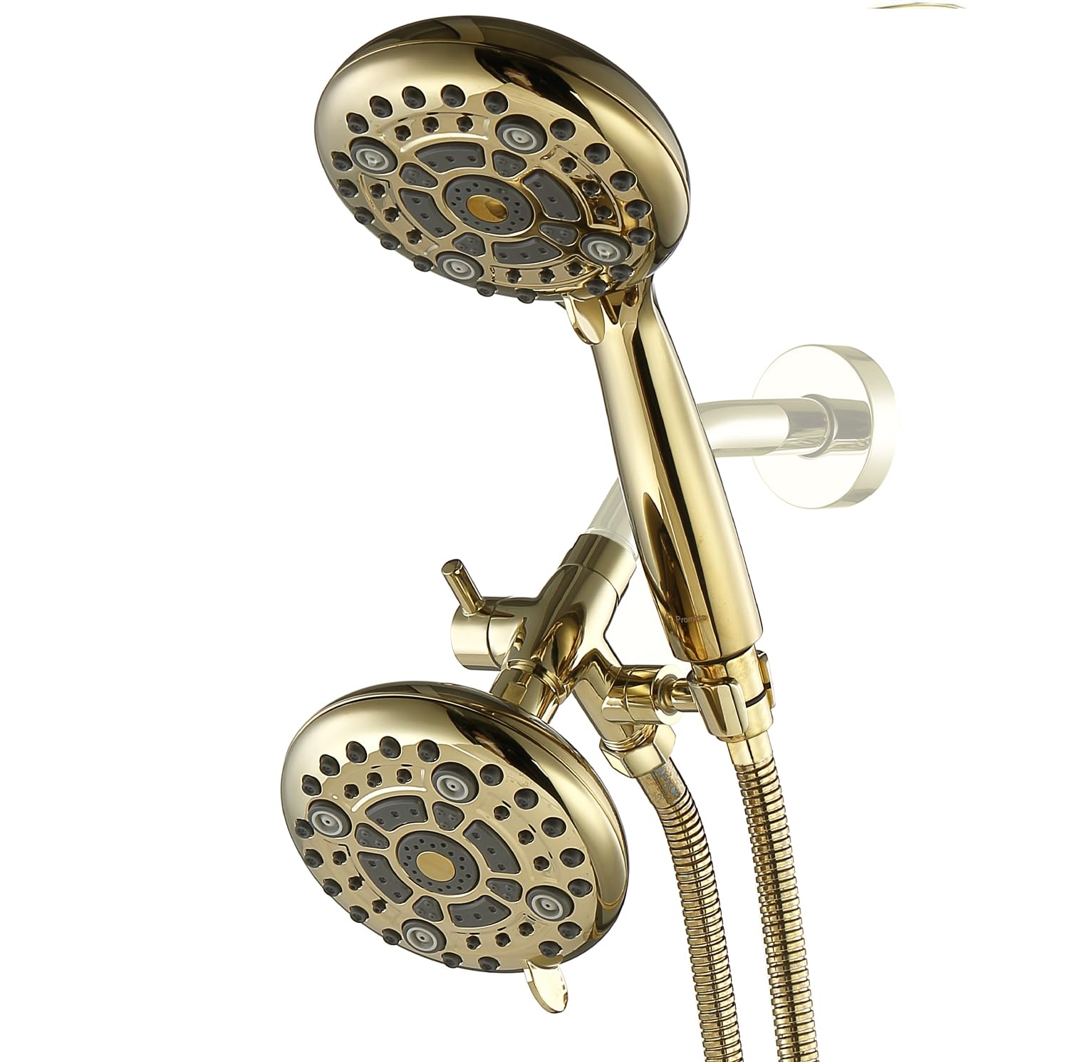 Photo 1 of G-Promise High Pressure Dual Shower Head with Handheld, 6×6 Spray Modes Shower Head Combo, Polished Gold