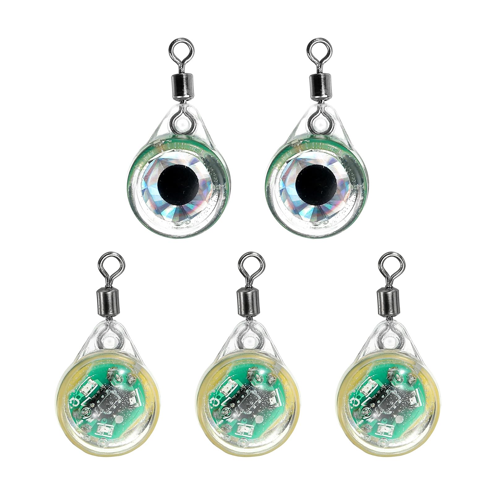 PATIKIL LED Fishing Lure Light, 5 Pcs Eye Shape Deep Drop Fishing Light LED Spoons Underwater Fishing Lights Lighted Bait Trolling Lures Rig Always-on Red