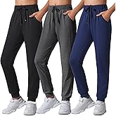 Auranso Girls Joggers 3 Pack Quick Dry Casual Sweatpants Kids Athletic Lounge Joggers Boys Active Running Pants with Pockets