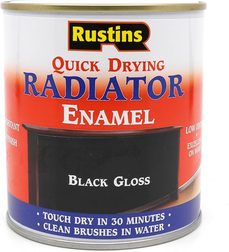 Rustins Quick Drying Radiator Enamel Gloss Black 500ml