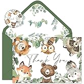 FYSUIMU 50 Pack Woodland Thank You Cards Watercolor Mountain Forest Woodland Animal