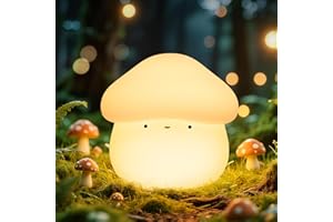 Mubarek Mushroom Lamp, Timer Mushroom Night Light for Kids, Dimmable & Easy Control Cute Lamp, Squishy Silicone Nightlight, R