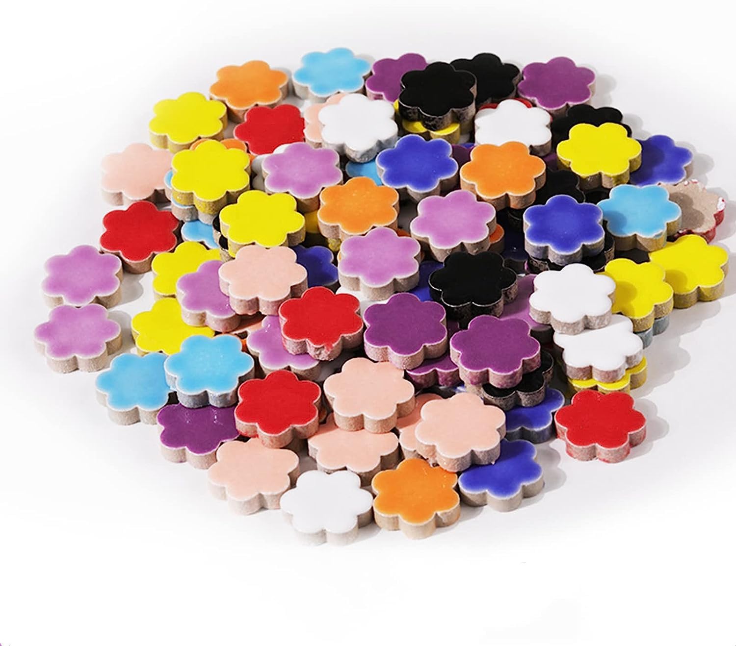 500g Random Ceramics Mosaic Tiles,DIY Making Creative Ceramic Mosaic Tiles for DIY Craft Plates Flowerpots Vases Cups Mosaic Making Supplies (Flowers)