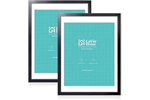 LaVie Home 18 x 24 Poster Frame 2 Packs Black, Display Pictures 16x20 with Mat or 18x24 Without Mat, Horizontal or Vertical Wall Gallery Poster Frames with High Definition Plexiglass Suitable for