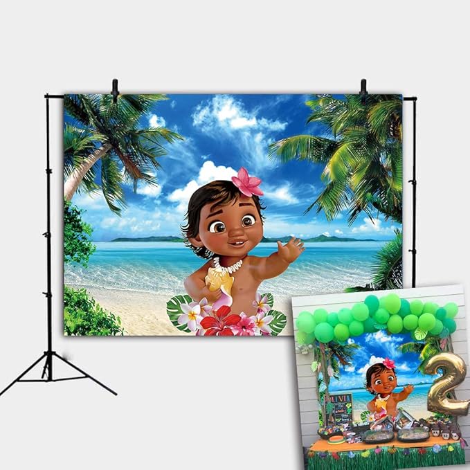 GYA 7x5ft Summer Baby Moana Backdrop Beach Ocean Birthday