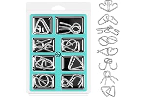 VolksRose 8pcs Brain Teaser Metal Wire Puzzles, Classical Mini Metal Puzzles Set, Mind Smart Game IQ Challenge Puzzle Games, Educational IQ Test Toy Lock Puzzle Gift for Adults Kids Teenagers