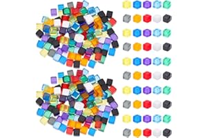 BENECREAT 300Pcs 10 Colors Blank Dice, 0.3inch Acrylic Cube Six Sided Dice, Assorted Color DIY Cubes for Making Creative Game