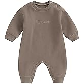 allshope Newborn Baby Boy Fall Outfit Romper Little Dude Embroidery Long Sleeve Jumpsuit Bodysuit Infant Winter Clothes