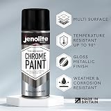 JENOLITE Chrome Spray Paint 2 x 400ml Smooth Metallic Silver Chrome Finish view 2
