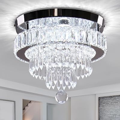 Generic 11.8 Inch Modern Crystal Chandelier LED Ceiling Light 6500K