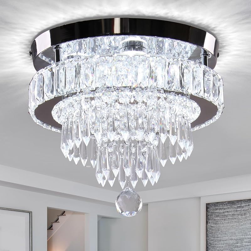 Generic 11.8 Inch Modern Crystal Chandelier LED Ceiling Light 6500K