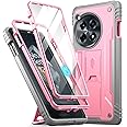 Poetic Revolution Case for OnePlus 12R 5G (2024), Built-in Screen Protector [Work with Fingerprint ID], [20FT Mil-Grade Drop Tested] Full Body Shockproof Protective Case with Kickstand, Light Pink