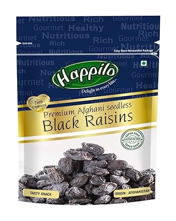 HappiloPremium Afghani Seedless Black Raisins, 250g