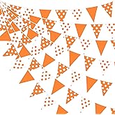 32Ft Orange Party Decorations Orange Fabric Pokal Dot Pennant Triangle Banner Party Flag Bunting Streamer Garland for Birthday Groovy Baby Shower Sunshine Home Outdoor Garden Decor Supplies