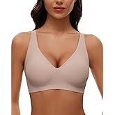 WOWENY Deep V Bras for Women No Underwire Wireless Push Up Bra Comfort Bralettes Seamless Plunge Bra with Support