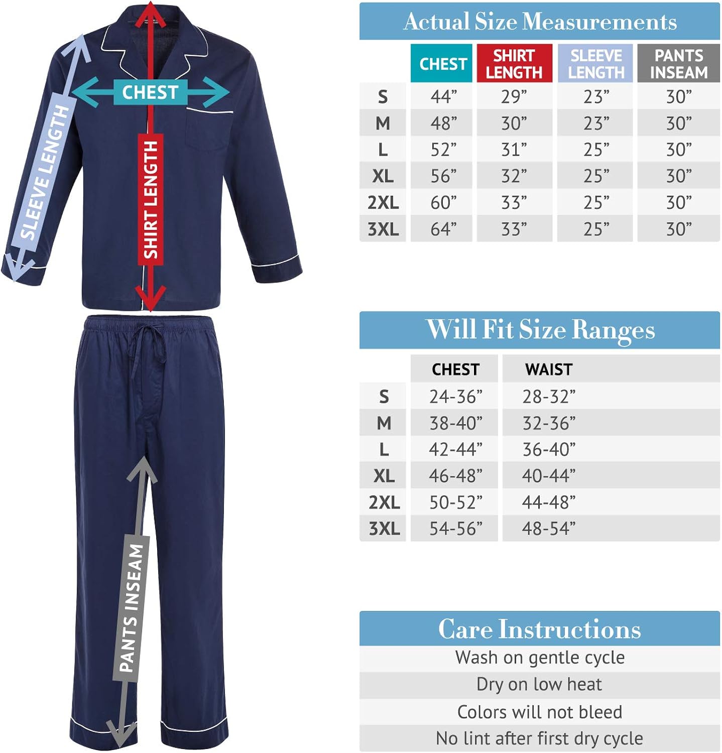 Alexander Del Rossa Men's Lightweight Button Down Pajama Set, Long Cotton Pjs at  Men’s Clothing store