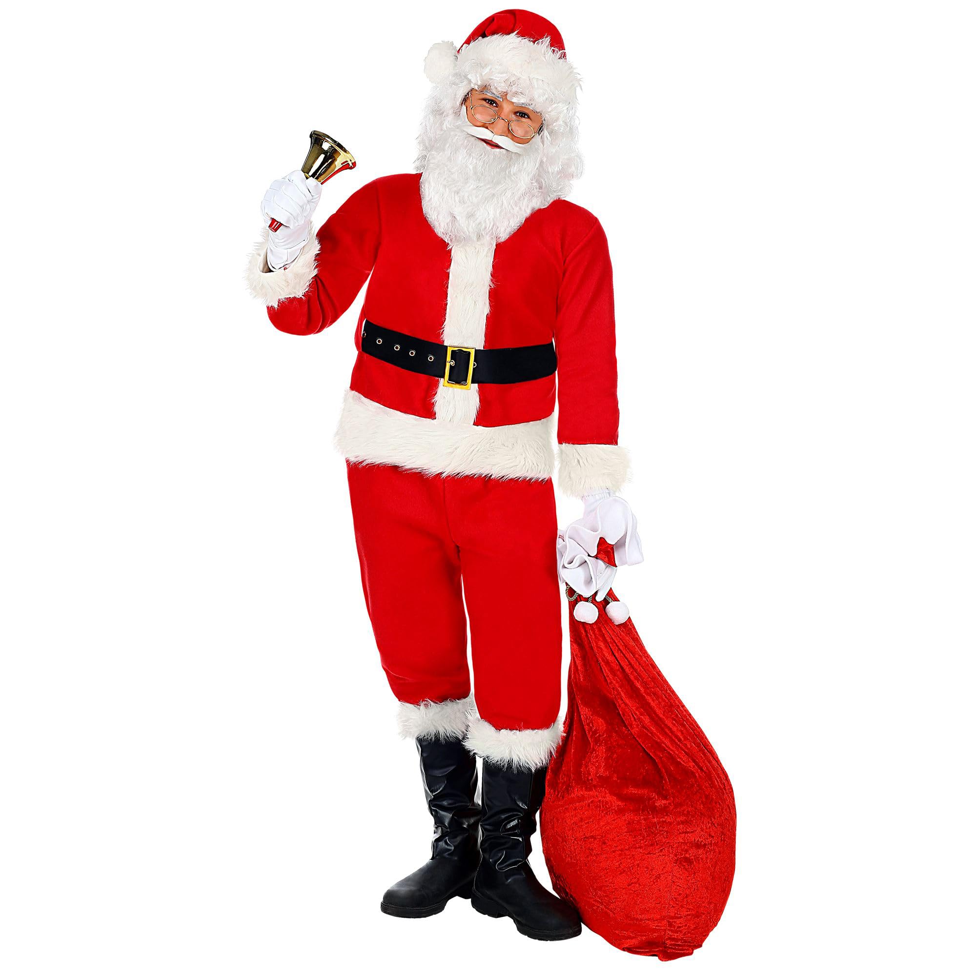 Widmann - Children's Santa Claus costume, coat, trousers, belt, boot covers, hat, gloves, Christmas, carnival, theme party