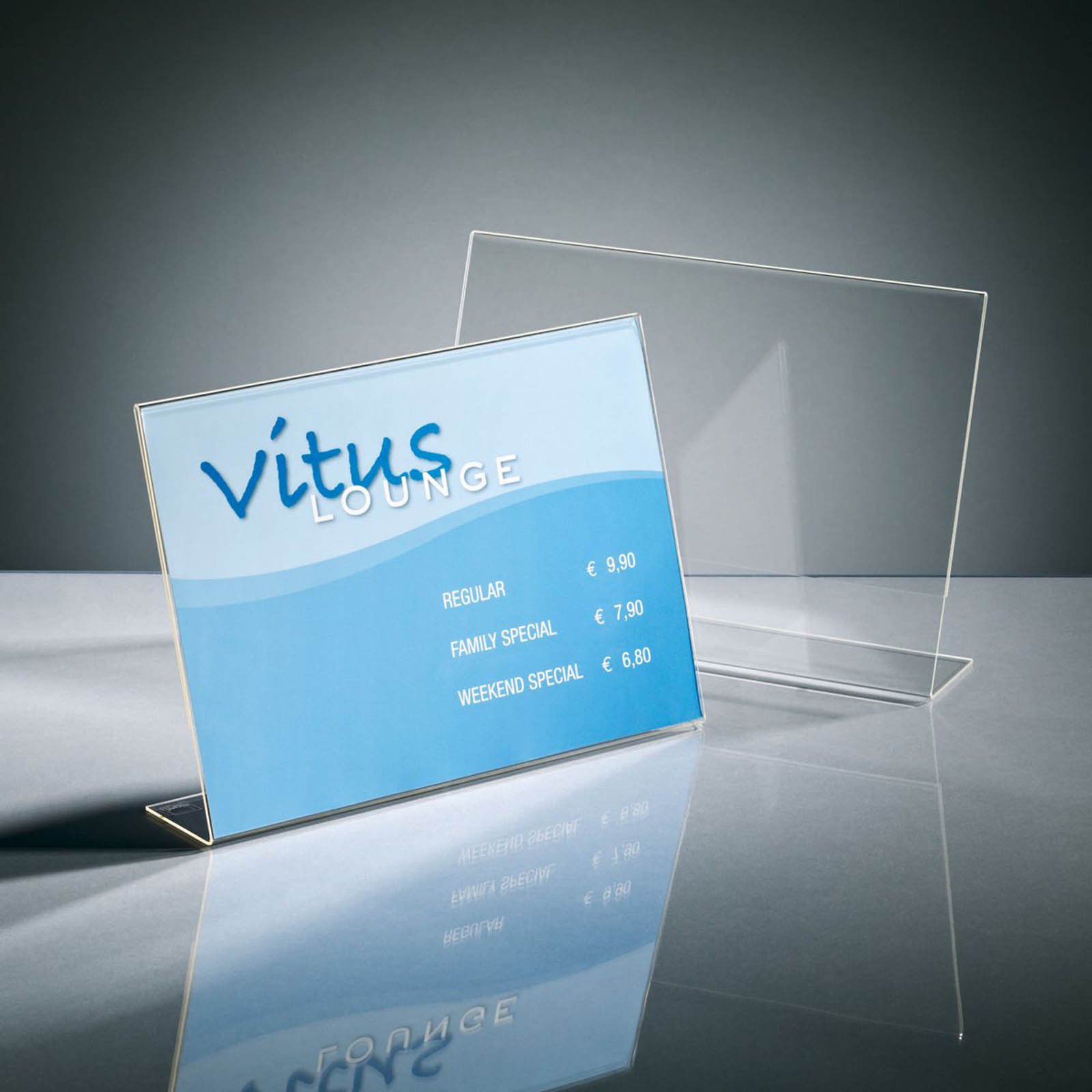 SIGEL TA211 Sign Holder, slanted, for A4, single-sided presentation, uv resistant acrylic, transparent, 10 Pieces