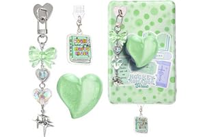 ANKUAITIAN Books Theme Charms Set for Kindle,Including Dust Plug Charm Type C/USB C,Heart Grip Holder, Bow Keychain Accessories,Compatible for Kindle Paperwhite 11th 12th Generation (Green)