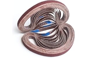 Aiyard 3/8 x 13 Inch Aluminum Oxide Sanding Belts, 40/60/80/120/180/240 Assorted Grits Abrasive File Belts for Air Belt Sander, 24-Pack
