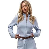 SOLY HUX Women's Zip Up Cardigan Sweater High Neck Long Sleeve Knit Crop Tops Fall Clothes