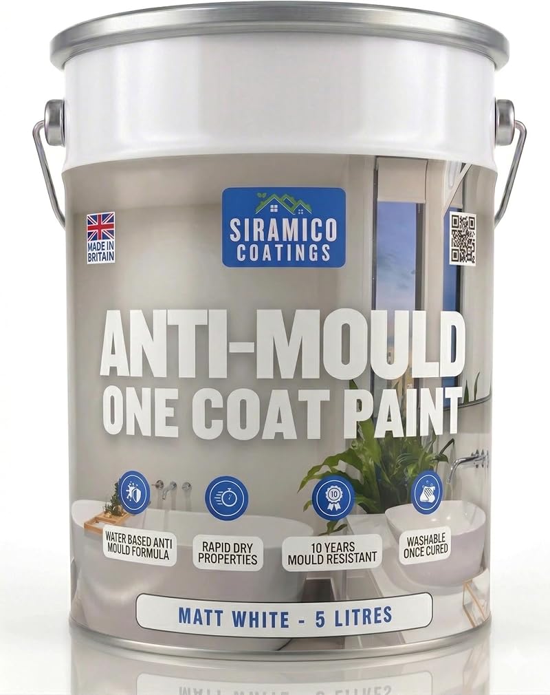 SIRAMICO COATINGS Anti-Mould Paint 5 Litres White, 10 Year Protection