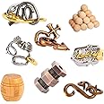 RLYLF 8 Pieces IQ Logic Training Brain Teaser Puzzles for Adults and Kids Family Games Party Favor Coffee Time Challenging Assembly and Disassembly Desk Toys