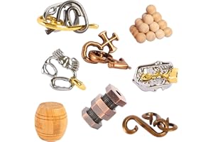 RLYLF 8 Pieces IQ Logic Training Brain Teaser Puzzles for Adults and Kids Family Games Party Favor Coffee Time Challenging Assembly and Disassembly Desk Toys