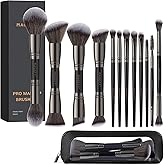MAGEFY Makeup Brushes 12Pcs with Bag, Double-End Multi-functional for Foundation Powder Blush Eyeliner Eyeshadows brushes with Gift Box,Black