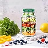 Oulores 2026 NewSide-Opening Salad Mason Jar Leak-Proof Portable Meal Prep Container with Dressing Compartment, Microwave & Dishwasher Safe. Perfect for Home, Office & Travel Lunches.