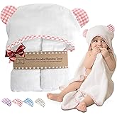 Channing & Yates Premium Boutique Baby Towels for Girls - Hooded Girl Towel & Washcloth Set - Organic Viscose Made from Bamboo Baby Towels with Hood - Baby Girl Bath Towels (Pink)