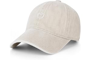 Vintage Washed Baseball Cap Women - Adjustable Distressed Twill Soft Cotton Ladies Hat Cute Love Heart Embroidered