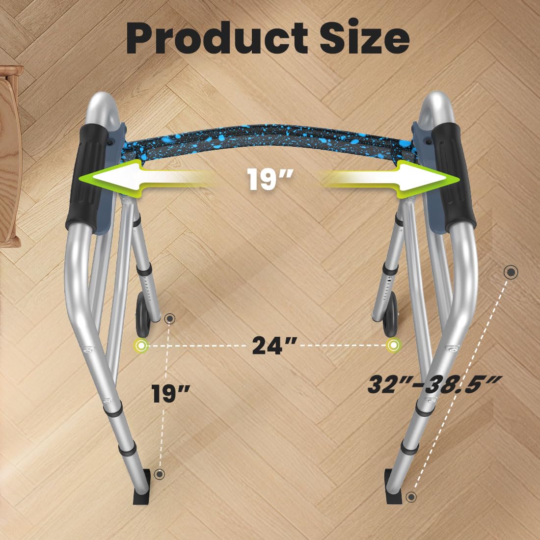 OasisSpace Compact Folding Walker, with Trigger Release and 5 Inches Wheels for The Seniors [Accessories Included] Narrow Lightweight Supports up to 350 lb