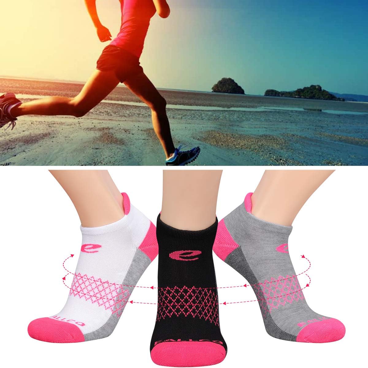 Eallco Womens Ankle Socks 6 Pairs Running Athletic Cushioned Socks: Clothing