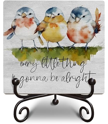 Targa In Legno 12,7x12,7 Cm Con Frase 'Every Little Thing Is Gonna Be Alright' – Decorazione Ispirazionale Per Scrivania E Mensola