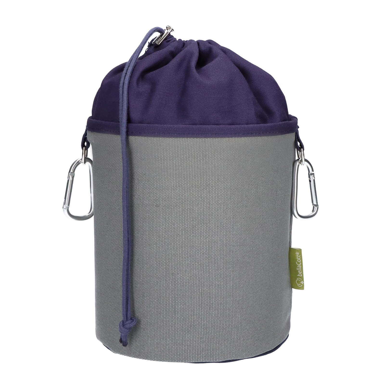 trendfinding Canvas Fabric Clothes Peg Bag with 2 Carabiner Hooks for 200 Pegs, Extra Large and Sturdy, Grey-Oxford Blue