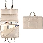 TABITORA Travel Clothes Organizer Portable Hanging Compression Packing Cubes Camp Organizer Travel Cases Suitcase Storage Large Capacity Carry On Closet (Beige)