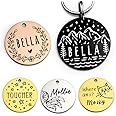 Stainless Steel Pet ID Tag Dog Tags Personalized Front and Back Engraving, Many Patterns and Colors to Select