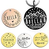 Stainless Steel Pet ID Tag Dog Tags Personalized Front and Back Engraving, Many Patterns and Colors to Select