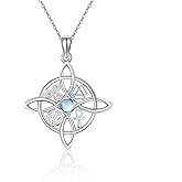 YAFEINI Sterling Silver Witches Knot Pendant Necklace - Celtic Cross Witch Jewelry Amulet Gifts for Women