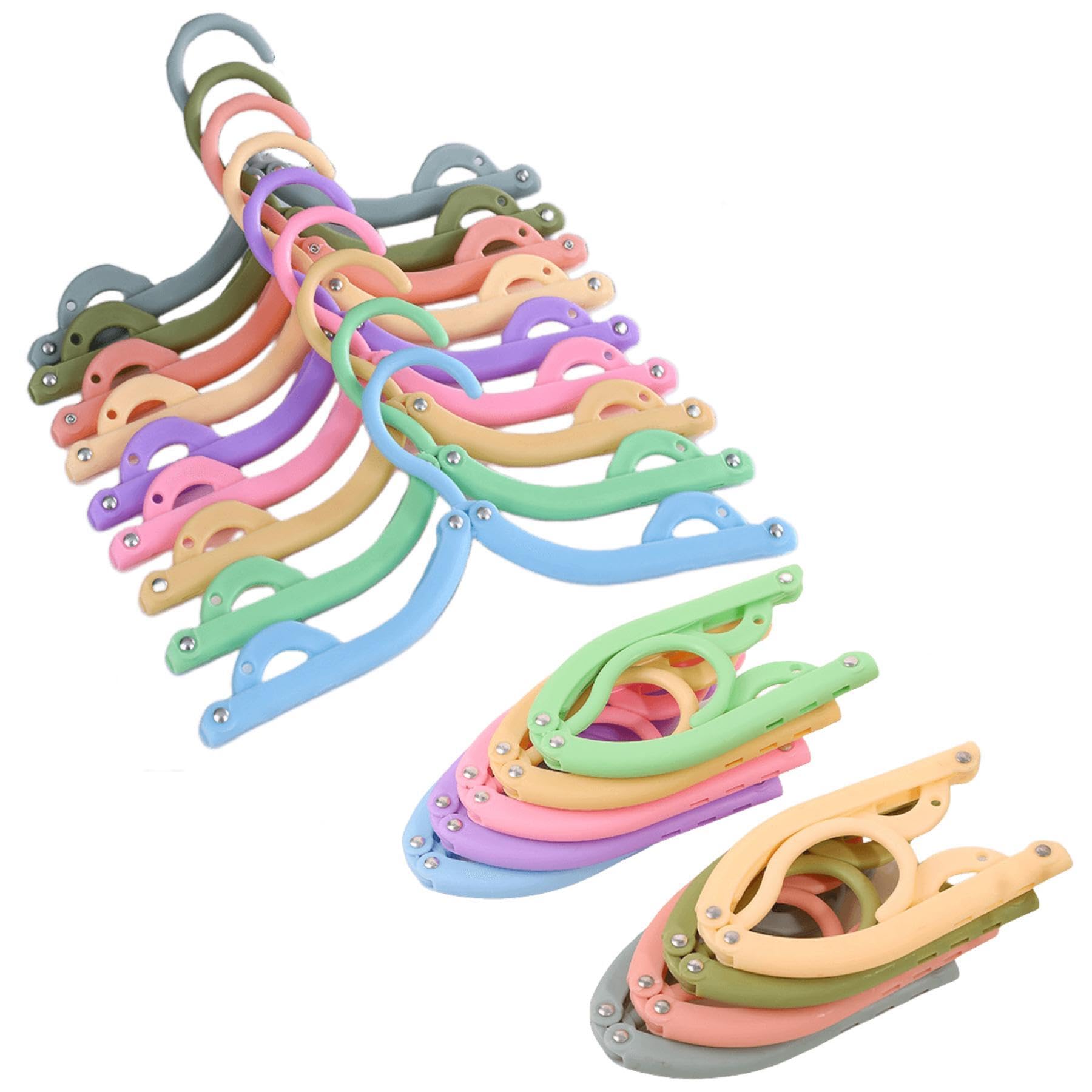 9 Pcs Folding Travel Hangers - Portable Clothes Coat Hangers in 9 Colors for Home, Outdoor Camping, Hiking, Business Trip, Luggage, Hotel