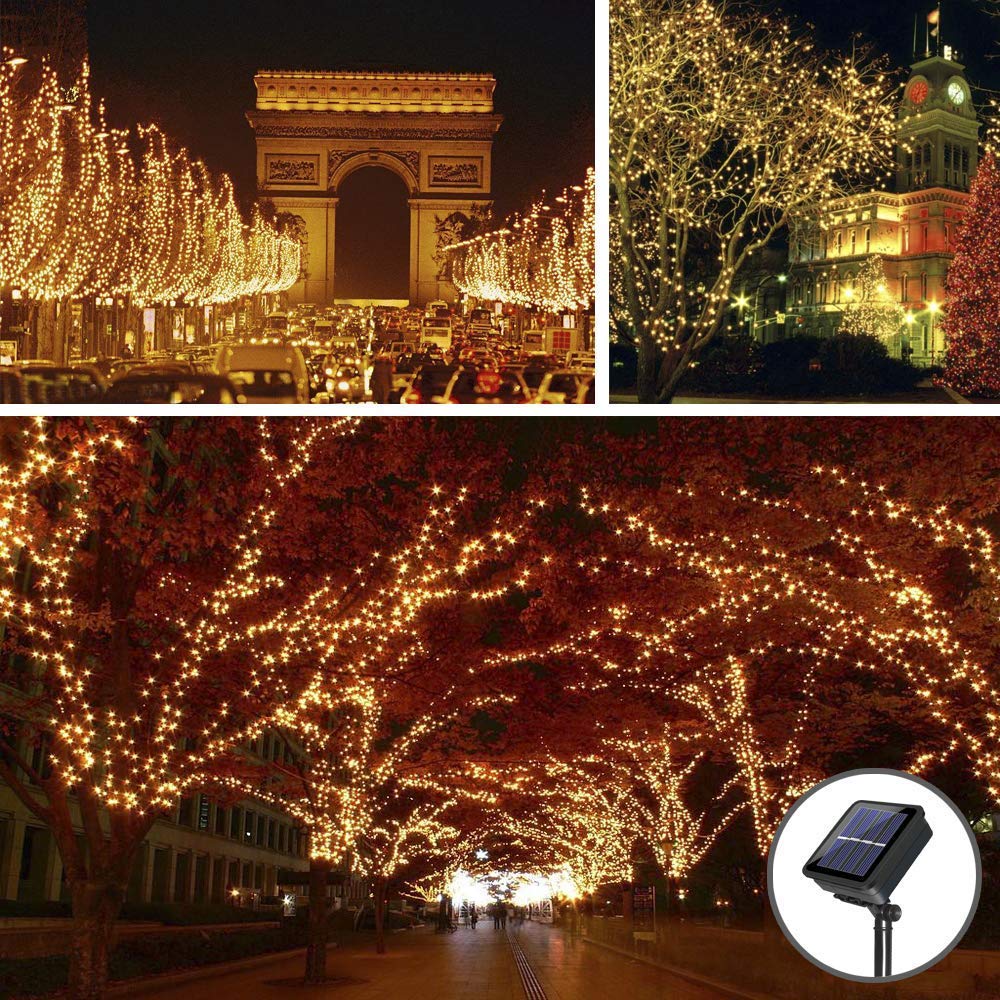 Solarmks Solar String Lights,100 LED Outdoor String Lights, Copper Wire Fairy Lights Waterproof Decorative String Lights for Patio, Gate, Yard, Party, Wedding, Christmas,Garden (Warm White)