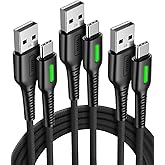 INIU USB A to USB C Cable, [3 Pack] QC 3.0 Fast Charging Type C Cable, [1.6+6.6+6.6ft] Nylon Braided USBC Phone Data Cord for