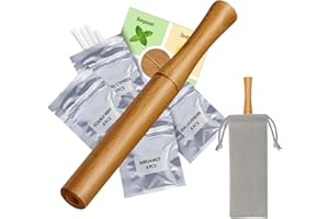 OXYGEER Smokeless Inhalers, Wooden Oral Fixation Quit Smoking Aid Vaporless Inhaler，Quit Smoking Inhaler with 4 Free Flavored Cotton Core for Lighten(Portable Bag)-2