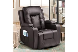 ComHoma Recliner Chair Massage Rocker with Heated Modern PU Leather Ergonomic Lounge 360 Degree Swivel Single Sofa Seat with 