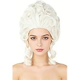 LeMarnia Colonial Wigs for Women Platinum Blonde Victorian Court Vintage Wig Baroque Fluffy Beehive Wigs Halloween Costume Party Dress Wig