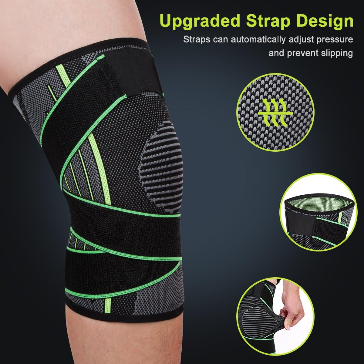 Knee Brace, Knee Brace Sleeve Support, Knee Compression Sleeve with Strap for Women Men Knee Brace 3D Breathable Patella Neoprene Knee Brace, Knee Brace Sleeve Suppor