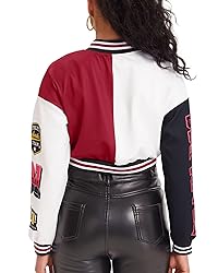 babyhealthy Womens Crop Varsity Jacket Stitched